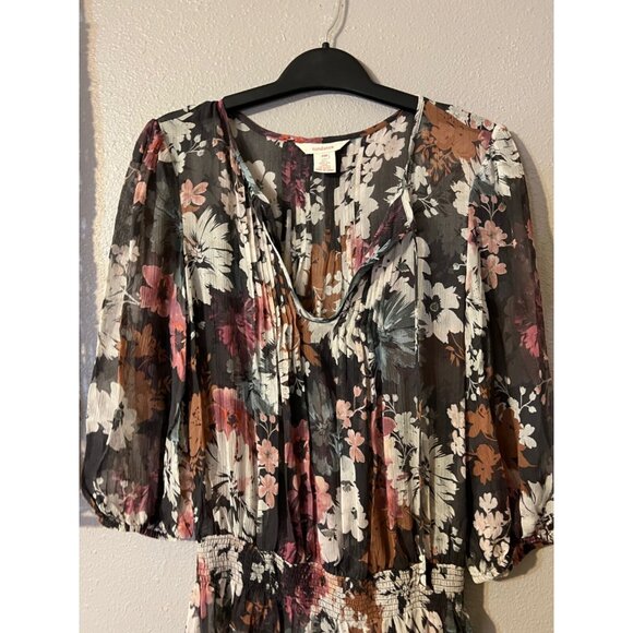 Sundance Dress 6 8 Petite Medium PM 3/4 Long Sleeve Sheer Silk Maxi - Picture 9 of 9